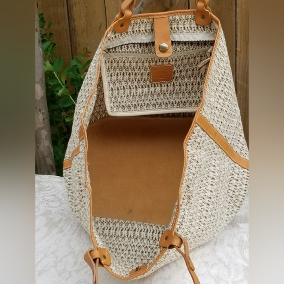 Vintage Rare Ursula Beaugeste Paris Woven  Tote Bag with Leather trim - Picture 4 of 13